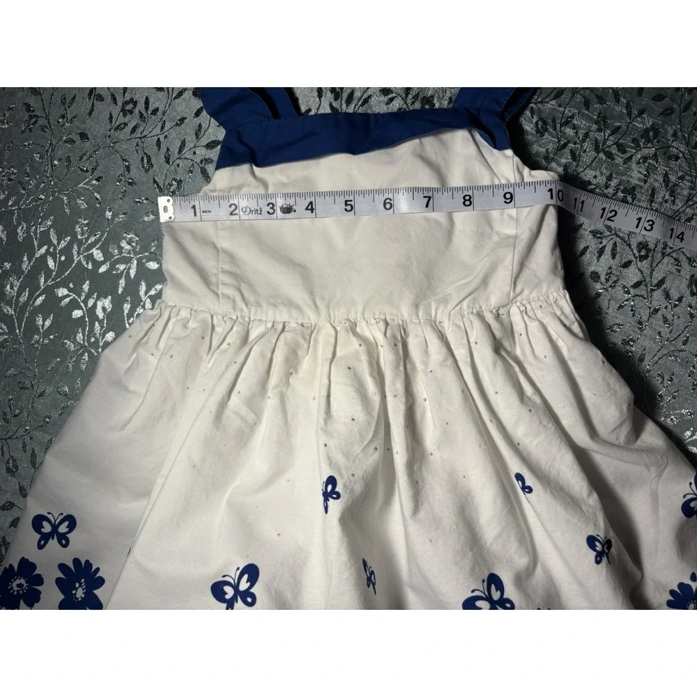 The Children's Place Girls 3T Blue/White Floral Sleeveless A-Line Knee Dress